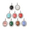 Synthetic Mixed Gemstone Pendants, with Platinum Tone Alloy Findings, Oval Charms, 41x28.5x7.5mm, Hole: 7.2x4mm