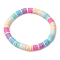 Rainbow Color Disc Handmade Polymer Clay Beaded Stretch Kid Bracelets for Girls, Colorful, Inner Diameter: 1-5/8 inch(4.25cm)
