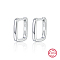 Anti-Tarnish Rectangle Rhodium Plated 925 Sterling Silver Hoop Earrings, with 925 Stamp, Platinum, 15x12mm.