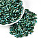 Baking Paint Glass Seed Beads, Round Hole, Oval, Dark Green, 9.5x4~4.5mm, Hole: 0.8~1mm, about 1750pcs/pound