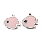 304 Stainless Steel Charms, with Enamel, Fish Charms, Stainless Steel Color, Pink, 10x11x1mm, Hole: 1mm
