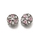 Brass Glass Beads, Cadmium Free & Nickel Free & Lead Free, Flat Round, Real Platinum Plated, 10.5x4.5mm, Hole: 1.6mm