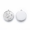 Tarnish Resistant 304 Stainless Steel Pendant Rhinestone Settings, Flat Round with Sun, Stainless Steel Color, Fit for 1mm Rhinestone, 17x15x3mm, Hole: 1mm