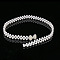 Alloy & Acrylic Imitation Pearl Beaded Elastic Chain Belts, White, Silver Color Plated, Bowknot, 600~800mm