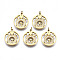 316 Surgical Stainless Steel Charms, with Micro Pave Clear Cubic Zirconia and Jump Rings, Clock, Real 14K Gold Plated, 13.5x12x1mm, Hole: 1.6mm, Jump Ring: 3x0.5mm, 1.6mm inner diameter