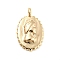Brass Charms, Cadmium Free & Nickel Free & Lead Free, Oval with Human Charm, Real 18K Gold Plated, 14x8.5x3mm, Hole: 1mm