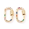 Brass Micro Pave Cubic Zirconia Screw Carabiner Lock Charms, for Necklaces Making, Quick Links, Long-Lasting Plated, Oval, Real 18K Gold Plated, Cadmium Free & Nickel Free & Lead Free, Colorful, 23.5x13.5x3mm, Screw: 5mm in diameter