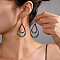 Alloy Synthetic Turquoise Dangle Earrings, Teardrop with Flower, Antique Silver, Sandy Brown, 65mm
