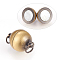 Brass Magnetic Clasps, Round, Brushed Antique Bronze, 19x11.5~12mm, Hole: 3~3.5mm