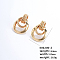 Fashionable Crossed Brass Stud Earrings Hip-hop Personality Trendy Ear Jewelry, Golden, 33x25mm