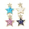Brass Micro Pave Clear Cubic Zirconia Pendants, Cadmium Free & Lead Free, with Synthetic Opal, Real 18K Gold Plated, Star, Mixed Color, 26x21x3mm, Hole: 4.4x2mm