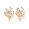 Brass Micro Pave Cubic Zirconia Ear Cuff Findings, with Loop, Long-Lasting Plated, Nickel Free, Flower, Real 18K Gold Plated, 15.5x11mm, Hole: 1.4mm, Flower: 13.5x10mm