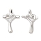 Brass & Cubic Zirconia Pendants, Cross & Heart Charm, Real Platinum Plated, 22.5x15x4mm, Hole: 1.3x1.9mm