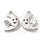 Rack Plating Alloy Rhinestone Pendants, Cadmium Free & Lead Free, Crescent Moon, Platinum, 16.5x12x3.5mm, Hole: 1.6mm
