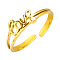 Stylish LOVE Letter Design 304 Stainless Steel Open Cuff Ring for Women, Golden, Inner Diameter: 17mm