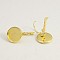 Brass Leverback Earring Settings, Lead Free & Nickel Free, Golden, Tray: 18mm, 30mm