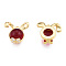 Brass Micro Pave Clear Cubic Zirconia Charms, with Glass, Nickel Free, Rabbit, Real 18K Gold Plated, 15x15x5mm, Hole: 1mm