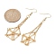 Brass Erring Hooks with Tray, Blank Macrame Pouch Beads Holder Earring Settings, Golden, 70.5~71x20~21mm