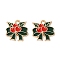Alloy Enamel Pendants, Christmas Theme, Light Gold, Bowknot, 16x16x1.2mm, Hole: 1.6mm
