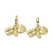 Brass Pave Green Cubic Zirconia European Dangle Charms, Shoes Column Heart with Footprint Large Hole Pendants, Cadmium Free & Nickel Free & Lead Free, Real 18K Gold Plated, 25mm, Hole: 5.6mm