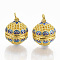 Rack Plating Brass Cage Pendants, Nickel Free, For Chime Ball Pendant Necklaces Making, with Enamel and Iron Jump Rings, Hollow Round with Flower, Golden, 21.5x18x20.5mm, Hole: 4mm, inner measure: 15.5mm