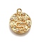 Brass Micro Pave Clear Cubic Zirconia Pendants, Flat Round with Snake Pattern, Golden, 15x12.5x2.5mm, Hole: 1.2mm