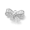 925 Sterling Silver Pendants, Hollow Bowknot Charms, Platinum, 12x17.5x4.5mm, Hole: 1.4mm