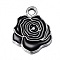 Alloy Pendants, with Enamel, Rose, Platinum, 17x14x1mm, Hole: 2mm