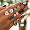 6 Pairs Alloy Stud Earrings, with Resin & Rhinestone & Enamel, Mixed Shapes, Mixed Color, 8~19mm