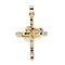 Brass Micro Pave Colorful Cubic Zirconia Pendants, Long-Lasting Plated, Cross with Heart, Colorful, 35.5x22.5x3.5mm, Hole: 5x3mm, 5pcs/box