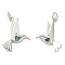 Brass & Glass & Cubic Zirconia Pendants, Cadmium Free & Nickel Free & Lead Free, Pigeon Charm, Real Platinum Plated, 18x17x2mm, Hole: 3mm