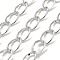 Aluminium Curb Chains, Unwelded, with Spool, Platinum, 21.5x13x3mm, about 32.81 Feet(10m)/Roll