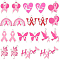 40Pcs 10 Styles Breast Cancer Pink Awareness Ribbon Theme Alloy Enamel Pendants, Silver, Mixed Shapes, Hot Pink, 17.5~24x13.5~32.5x1.4~1.5mm, Hole: 1.5mm, 4pcs/style