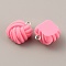 Opaque Resin Pendants, Frosted Square Yarn Ball Charms, with Platinum Tone Iron Findings, Hot Pink, 20x15.5x11mm, Hole: 2mm
