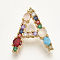 Brass Micro Pave Cubic Zirconia Pendants, Cadmium Free & Nickel Free & Lead Free, Letter, Colorful, Golden, Letter.A, 20.5x18x6mm, Hole: 3x2mm
