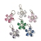 Brass Micro Pave Cubic Zirconia Pendants, Flower Charms, Rack Plating, Lasting Plated, Cadmium Free & Lead Free, with Jump Ring, Platinum, 14.5x12.5x4.5mm, Hole: 4.5mm