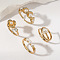 Vintage Metal Pearl Adjustable Cuff Finger Rings for Women, Golden, Mixed Shapes
