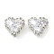 Brass Micro Pave Cubic Zirconia Pendants, Cadmium Free & Lead Free, Heart, with Rhinestone, Silver, Clear, 14.5x15.5x11mm, Hole: 1mm