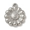 Anti-Tarnish 304 Stainless Steel Pendants, Flower Charm, Stainless Steel Color, 21x18x3.5mm, Hole: 1.5mm