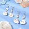 304 Stainless Steel Shell Shape Dangle Earrings, with Natural Shell, Golden, 65~69.5x11~12mm