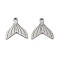 Non-Tarnish 201 Stainless Steel Pendant, Laser Cut, Fishtail Charm, Stainless Steel Color, 14x13.5x1mm, Hole: 1.5mm