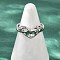 Brass Adjustable Open Cuff Rings, Cadmium Free & Lead Free, Heart, Platinum, 9.5x17.5mm