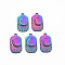201 Stainless Steel Pendants, Rectangle with Moon, Rainbow Color, 25x14x2mm, Hole: 2mm