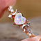 Alloy Finger Rings, with Brass Micro Pave Cubic Zirconia and Opal Finding, Heart, US Size 9(18.9mm)