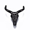 Brass Micro Pave Black Cubic Zirconia Beads, Cadmium Free & Lead Free, Cattle Skull, Gunmetal, 20x18.5x5mm, Hole: 1.5mm