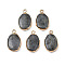 Natural Labradorite Pendants, with Light Gold Plated Brass Findings, Oval, 22~22.5x13~13.5x4.5~5mm, Hole: 1.6mm