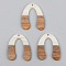 Opaque Resin & Walnut Wood Pendants, U Shape, Floral White, 38x32x3mm, Hole: 2mm