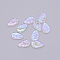 Handmade Luminous Top Drilled Gold Sand Lampwork Beads, Leaf, Clear AB, 18x11x3.5mm, Hole: 1.2mm
