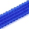 Transparent Glass Beads Strands, Faceted, Frosted, Rondelle, Blue, 6x4.5mm, Hole: 1.4mm, about 80~85pcs/strand, 38~40cm