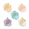 Mixed Color Resin Rose Pendants, with Iron Flower Filigree Findings, Golden, 16x15x7mm, Hole: 1mm